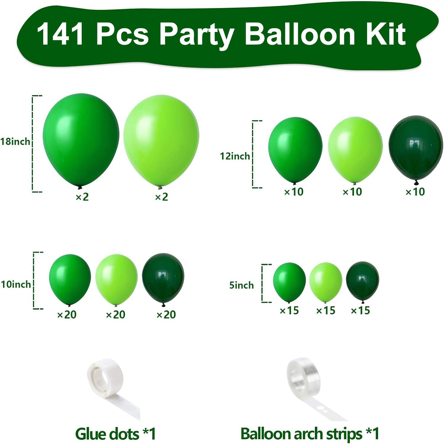 

141PCS multi-color latex balloon set suitable for birthday parties, weddings, Valentine s Day party decoration Other зелений