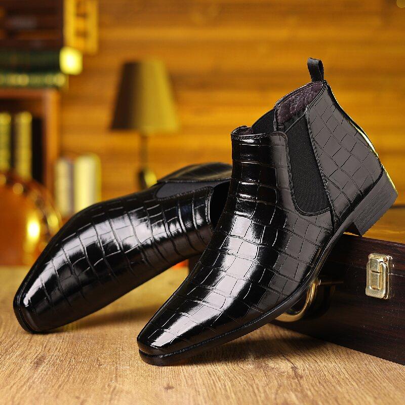 Fashion Men Boots Business Fashionable Chelsea Leather Boots Men One-legged Comfortable Training Short Boots Socia Boots Male Size 39-48