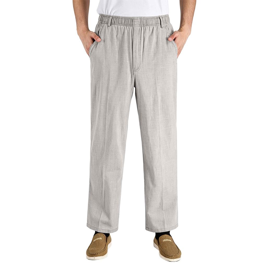 Men's Lightweight Casual Linen Pants High Straight Leg Loose Fit for Summer