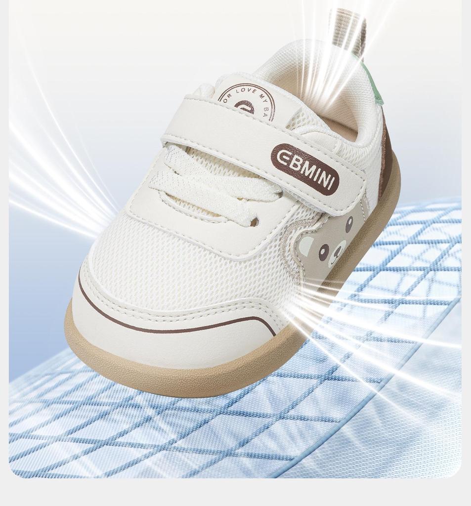 Yingbeimi Ni Children's Barefoot First Walker Shoes 2026 - Spring Cartoon Style for Toddlers, Girls & Boys with Little Bear Design.
