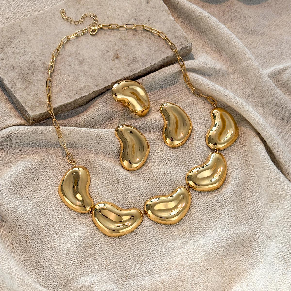 Cross-Border New Choker: Water Drop Necklace Ring Set - Exaggerated European/American Geometric Irregular Fashion Jewelry