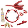 6 Pieces Musical Instrument Set Wood Rhythm Band Wooden Toy Kit for Preschoolers,