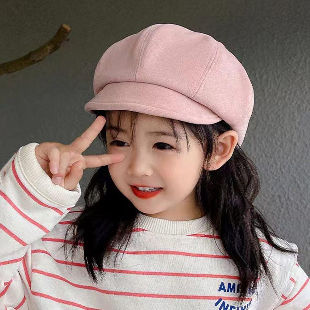 

Warm Kids Berets Soft Painter Hat Korean Children Newsboy Cap Boys Girls рожевий