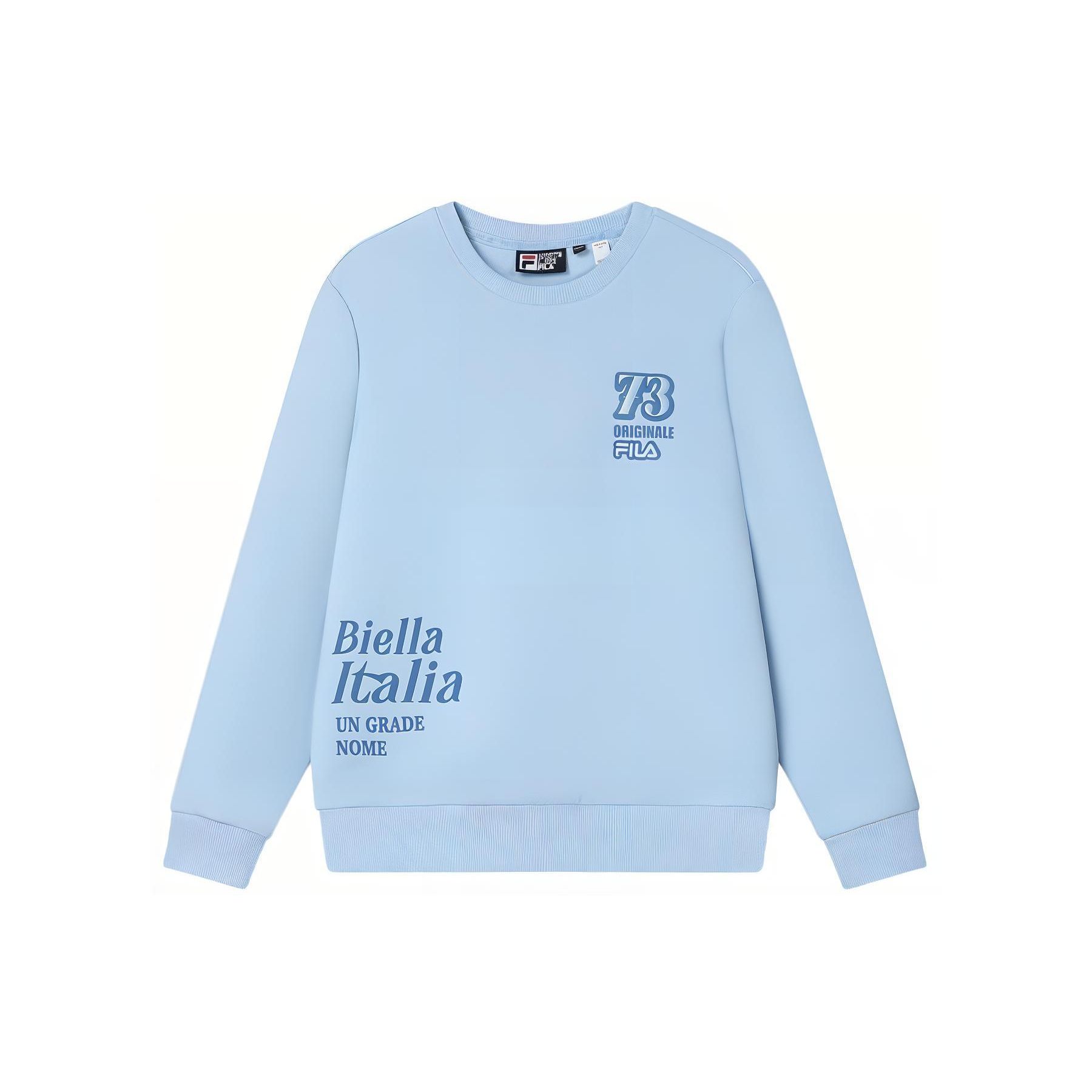 

FILA Letter Print Round Neck Casual Pullover Sweatshirt Men sweatshirt Sky-Blue F11M419202F-LB M