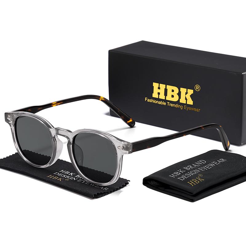 HBK Retro Men's Fashion Polarized Sunglasses High-Quality Tr-90 Frame Vintage Sun Glasses Women's Travel Party Eyeglasses