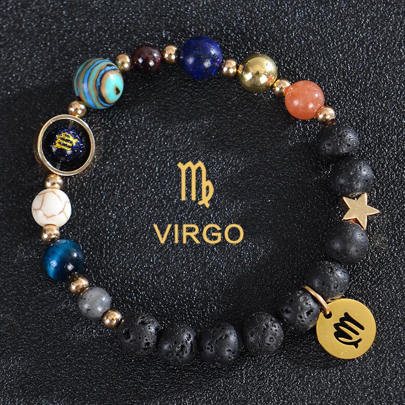 Eight major planets and twelve zodiac signs bracelet, frosted stone, bead bracelet, planets, Christmas gift, Stocking stuffers