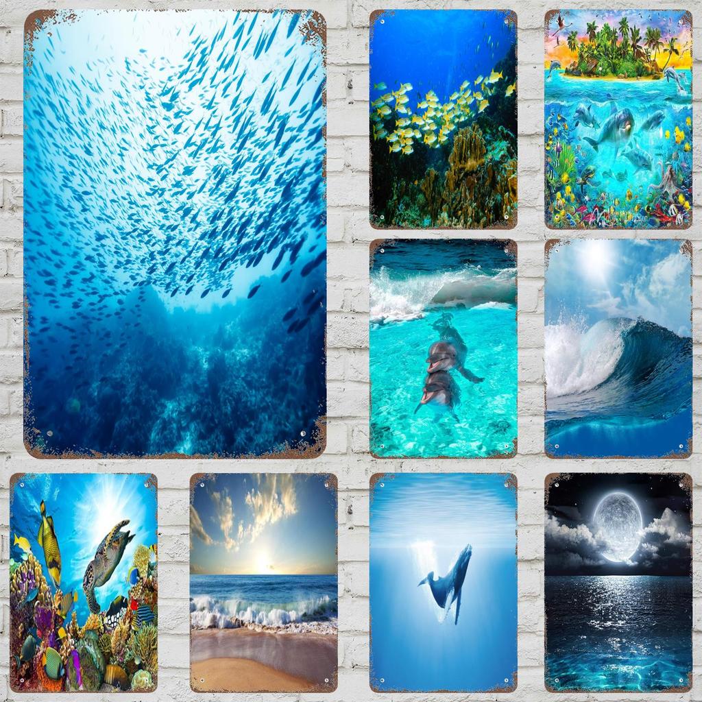 Ocean Decor Vintage Metal Signs Tin Signs Captain Poster Decor for Bar Pub Club Man Cave Wall Decoration