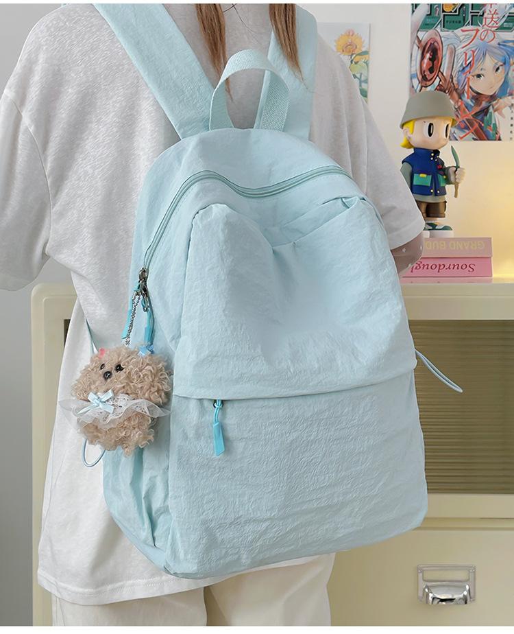 Schoolbag: Korean-style casual lightweight backpack, large capacity Harajuku backpack, solid color, minimalist, student, high aesthetic value