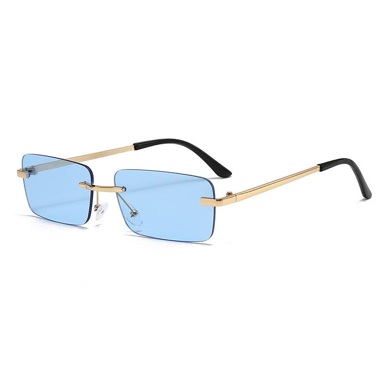 Fashionable Square Rimless Sunglasses Minimalist Trendy Street Style Shades Outdoor Sports and Travel UV-Protective Eyewear
