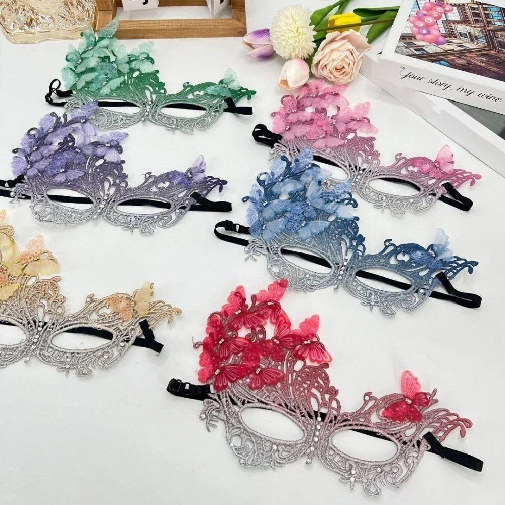 Breathable Butterfly Masquerade Mask Rhinestone Gradient Party Mask  For Theme Party Prom Cosplay