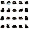 40Pcs/Set Cartoon Black Cat Sticker Self-adhesive Waterproof PVC Removable DIY Animal Kitten Luggage Guitar Water Bottle Skateboard Decal Students