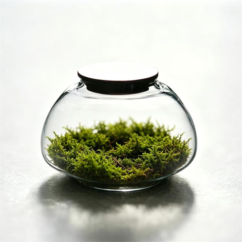 Moss Micro Landscape Small Glass Bottle with Lid Plant Terrarium Jar Vase Container Home Green Plant Decor