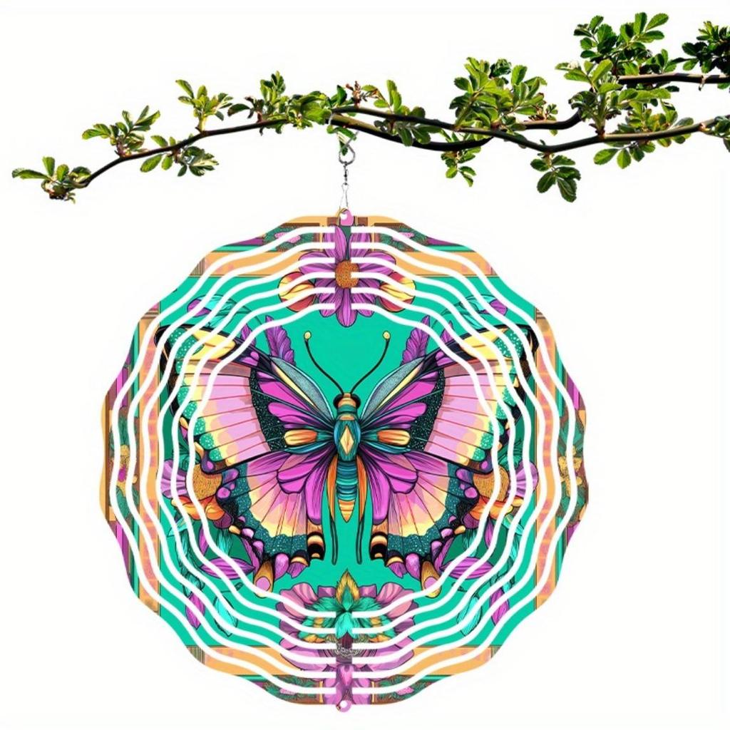 10 Zoll Metall Schmetterling Windspiel Duale Drehrichtung mit Haken Keine Batterie benötigt Perfekt für Garten Hof Dekoration Geschenk für Familie Freunde