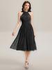Ever-Pretty Women's Glitter Halter Cocktail Dresses Sleeveless Pletaed A-Line Midi Evening Dresses