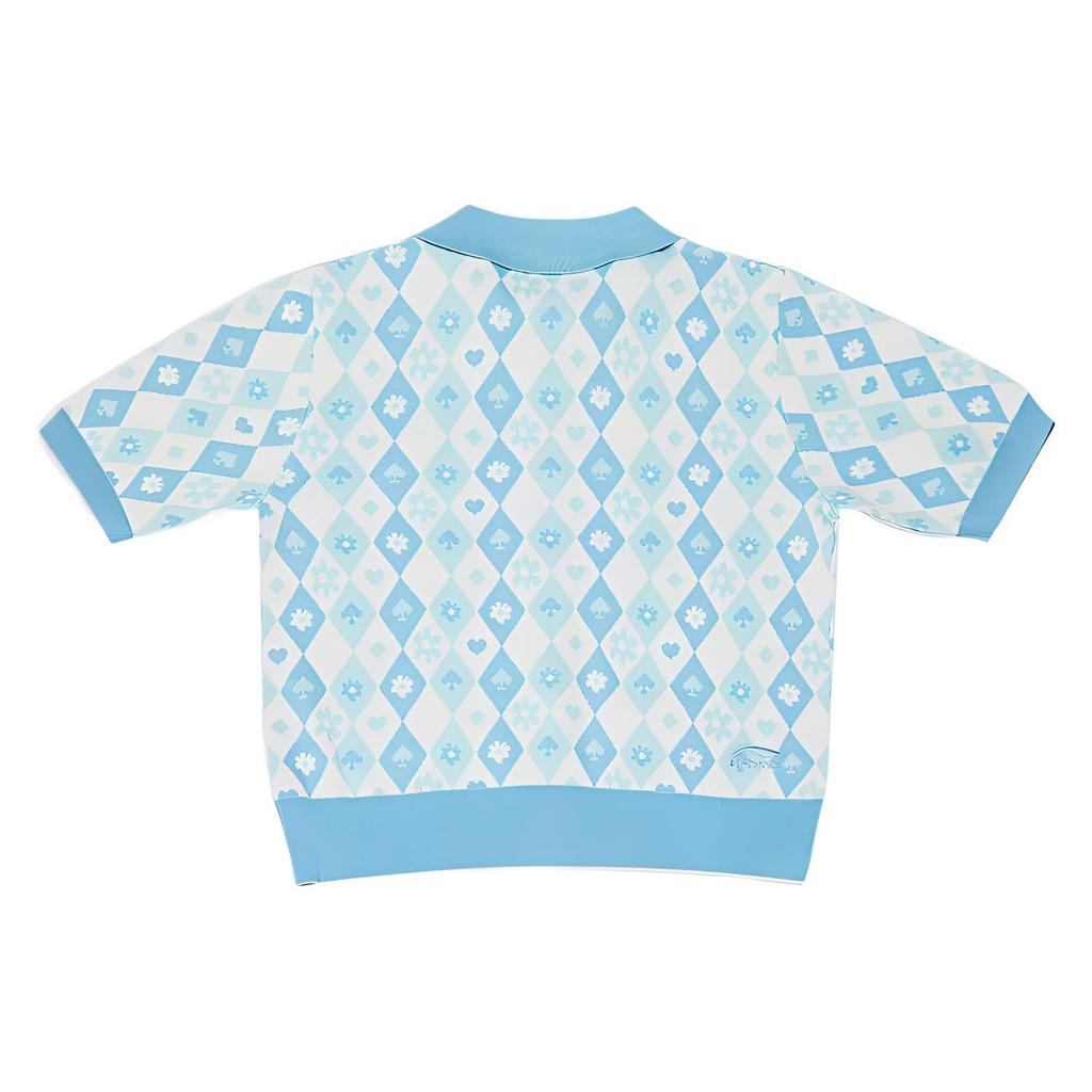 Li Ning X Disney Collaboration SS22 Color Block Printed Short Sleeve Knit Top Women Tops Blue White AMBS088-1