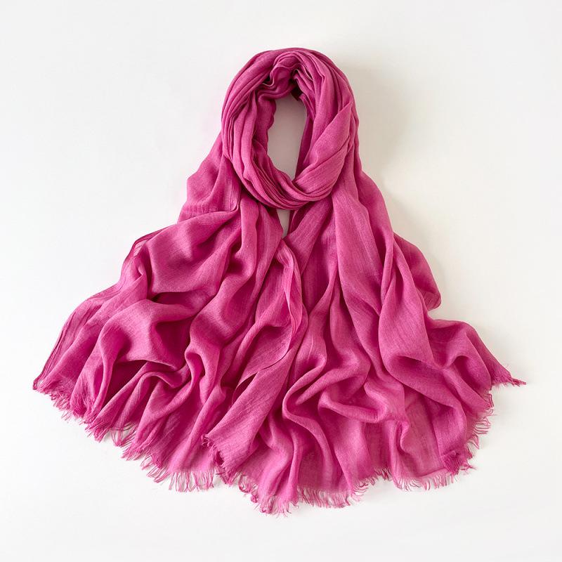 180 * 90 Cotton And Linen Scarf Sunscreen Folds Solid Color Human Cotton Silk Scarf Shawl Multi-Color Yarn Headscarf Women