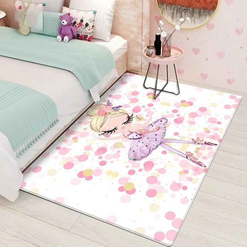 Cartoon Ballet Girl Carpet for Kids Room Kawaii Children's Room Carpets for Baby Girl Nordic Soft Bedroom Rug Floor Mats To Play
