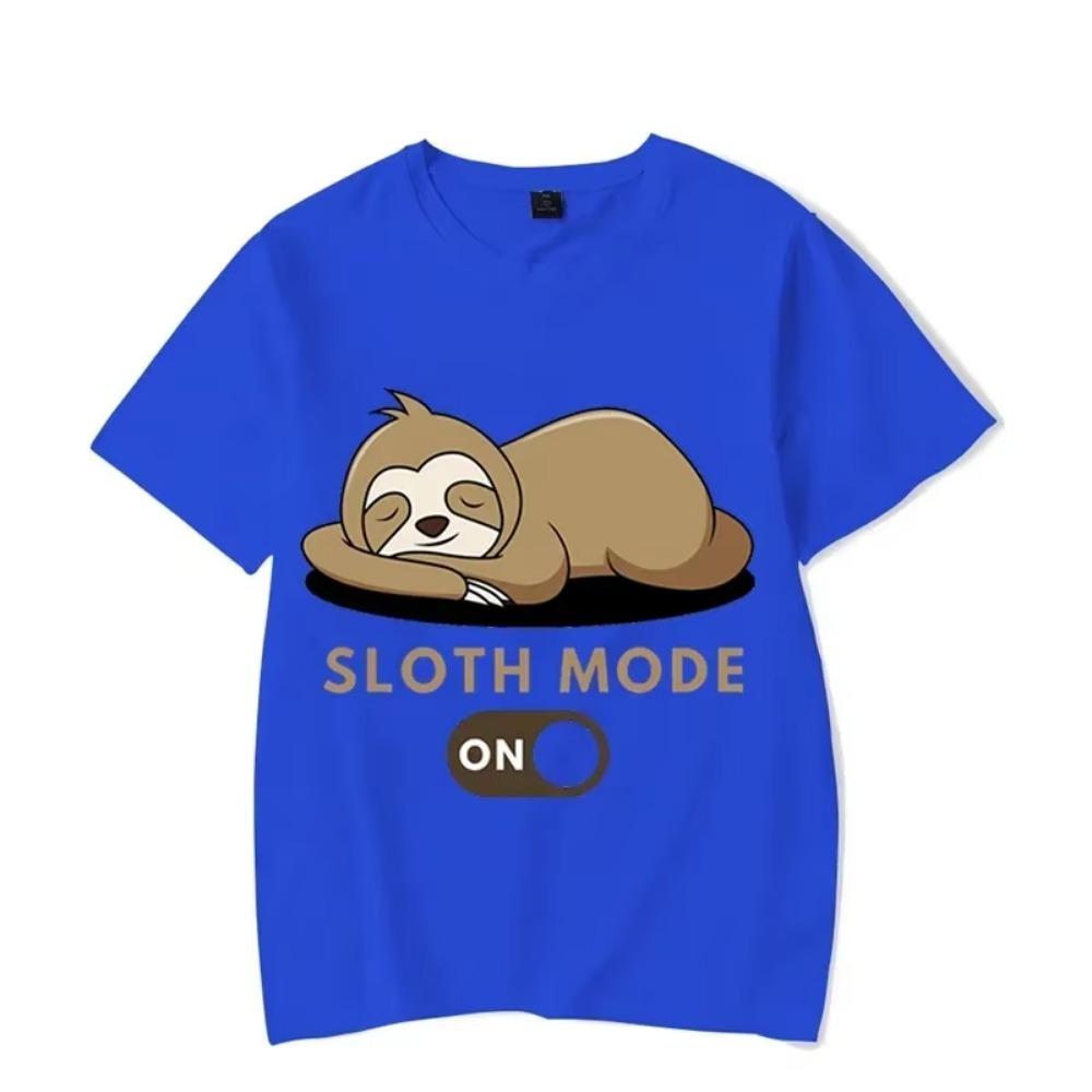 Men's T-shirts Sloth Mode Graphic Tees Y2k Short Sleeve Shirt Men Cartoon Animal Streetwear Tops Funny Sloth Homme Camiseta