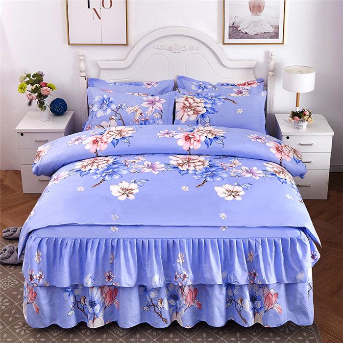 Four Sets of Big Red Bed Skirts Set Double Anti-skid Bed Single Bed Cover Wedding Bed Supplies