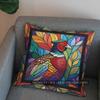 2D Stained Glass Style Pheasant-Printed Pattern Cushion Cover Suitable For Sofa Bedroom Car Pillow Cover