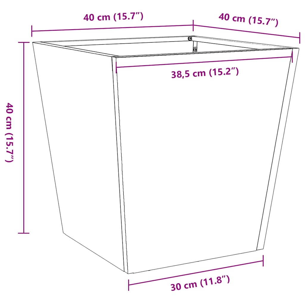 Plant Pot 40x40x40 Cm Weatherproof Steel