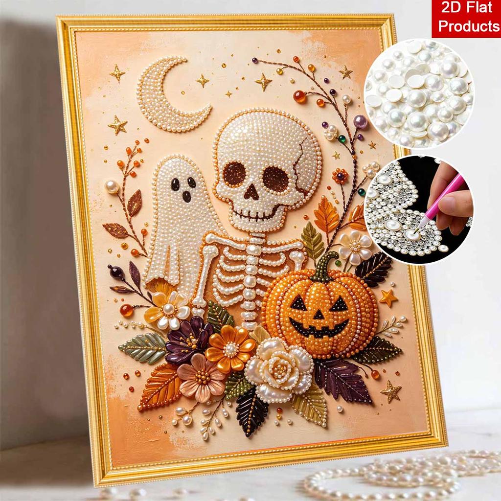 Halloween Pearl Painting Kit Pumpkin Floral Handmade DIY Home Decoration Painting