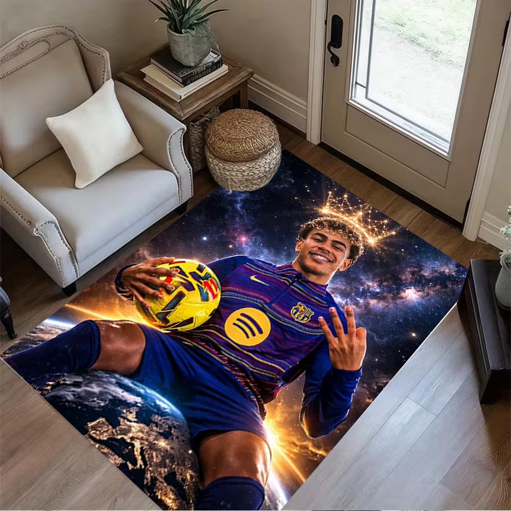 Lamine Yamal's Spanien Fußball Legende Teppich Perfekt für Schlafzimmer Esszimmer Wohnheim Außenbereich Rutschfester Teppich Anime Büro Dekoration Am besten für Weihnachten