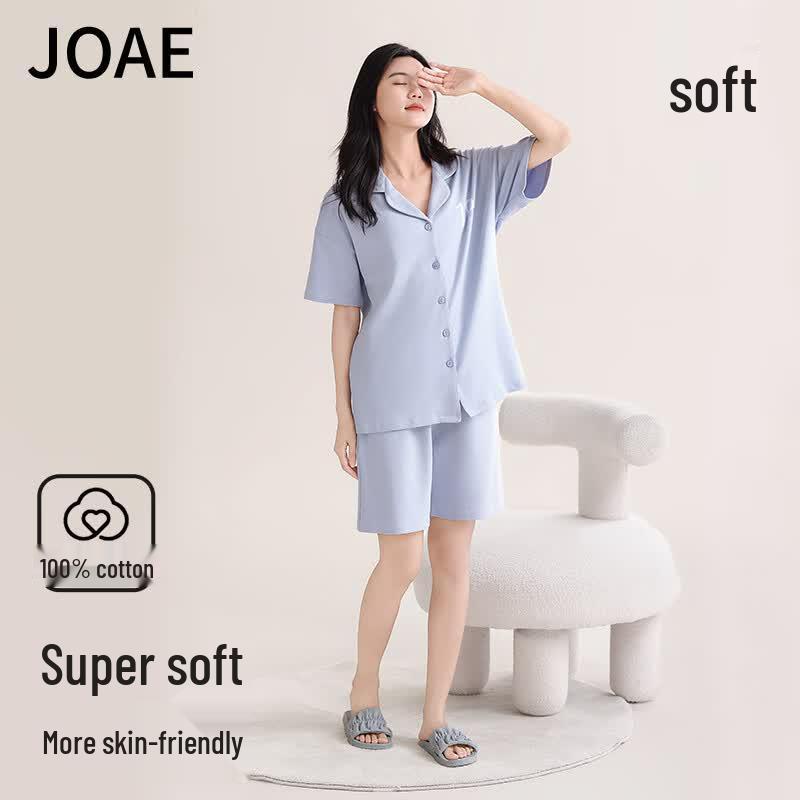 JOAE 100% Cotton Women s Short Sleeve Pajama  Lounge Set XL