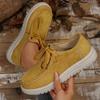 The New Style of Shoes Is A Thick-soled Loafer with A Front Lacing Wedge Heel for Casual Outerwear