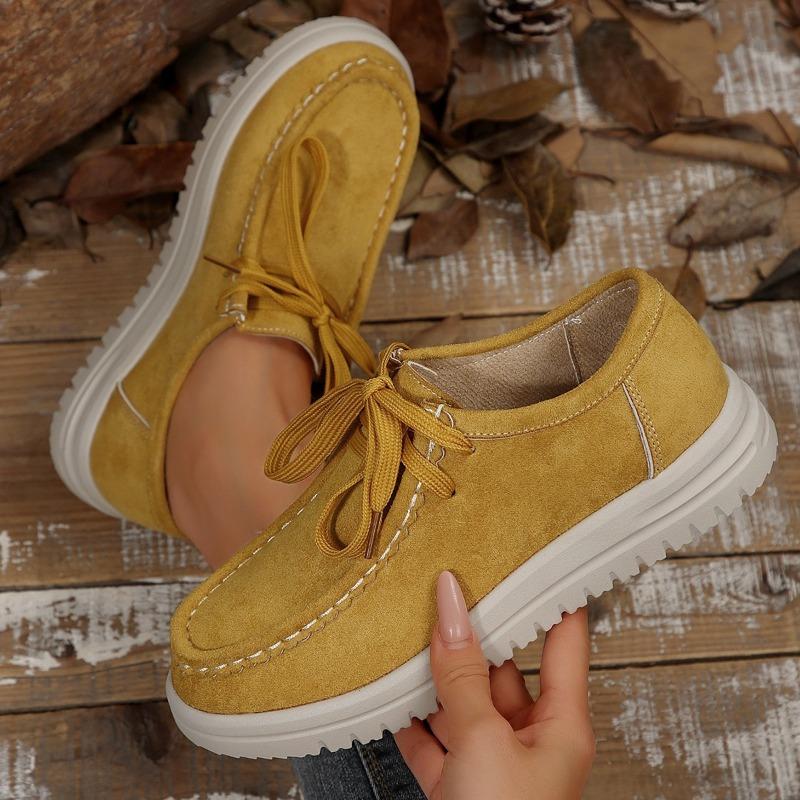 The New Style of Shoes Is A Thick-soled Loafer with A Front Lacing Wedge Heel for Casual Outerwear