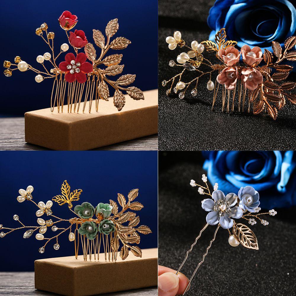Beautiful Wedding Bride Hair Jewelry Hair Combs Flower Hair Pin Leaves Tiara Bridal Clips