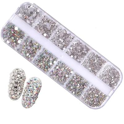 750 buc Decoratiuni Nail Art Multi-dimensiuni AB Cristal Strasuri pentru unghii Fund plat Cristal Limpede Geme de diamant DIY Unghii Sclipici