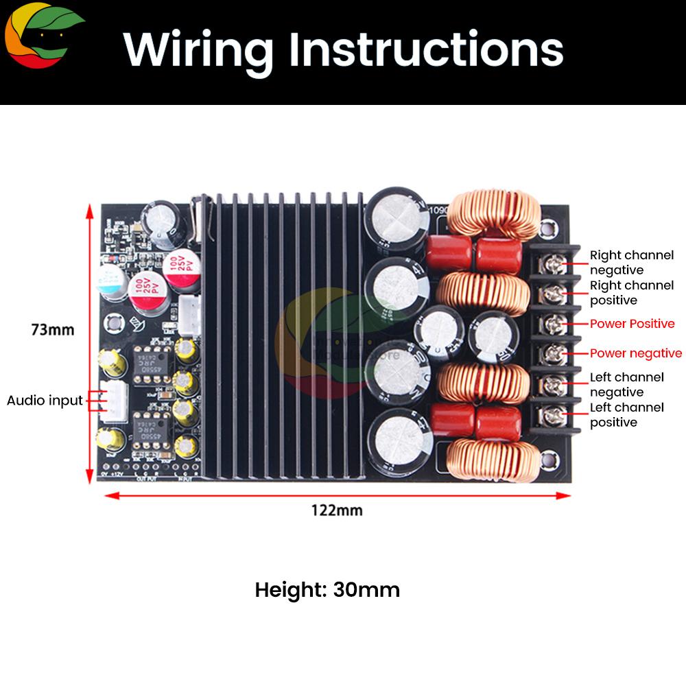 DC19-50V 300W+300W Audio Amplifier Module TPA3255 Chip 2.0 Channel with Treble and Bass Adjustment