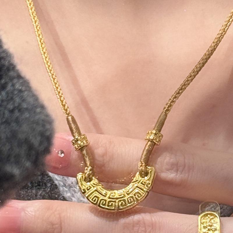 

New in classic new in clavicle chain ethnic style black braided necklace fashion Embossed luxurious fine silver 925 jewelry gift золотой