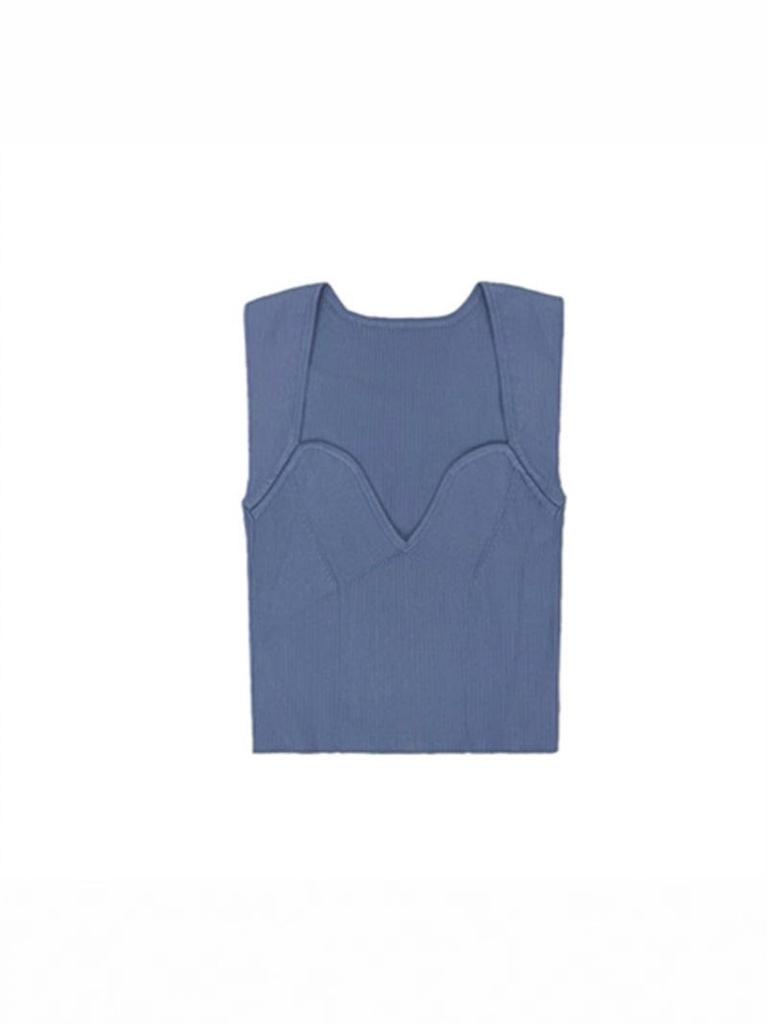 2025 Summer Knit Vest: Women's Slimming Design, Versatile Style with Curved Neckline and Loose Straps