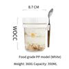 350ML Overnight Oats Container with Lid and Spoon Portable Breakfast Oatmeal Cereal Nut Yogurt Cup Fruit Salad Food Storage Box