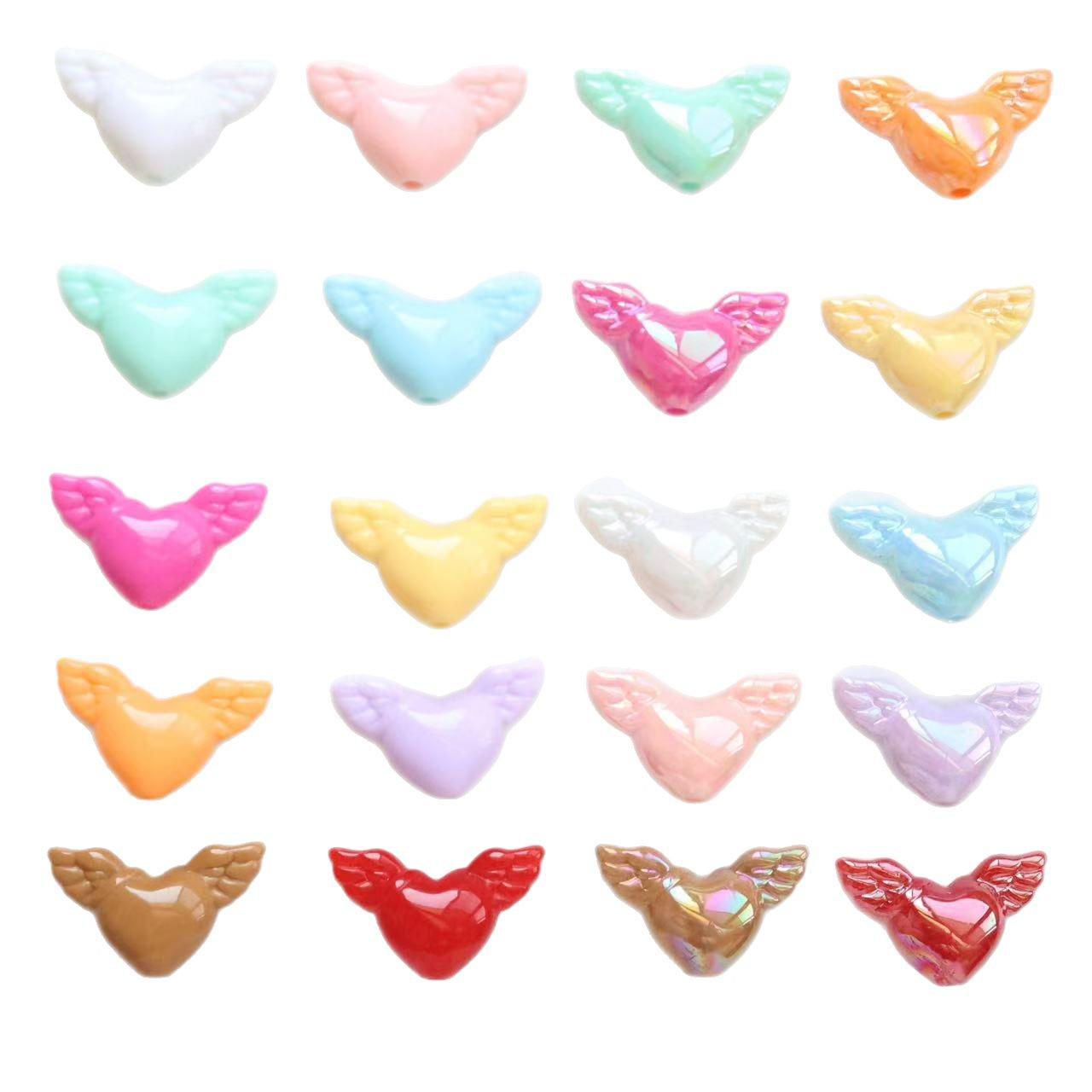 AB Wings Angel Heart Beaded Keychain Phone Cord Accessory Solid Color чёрный