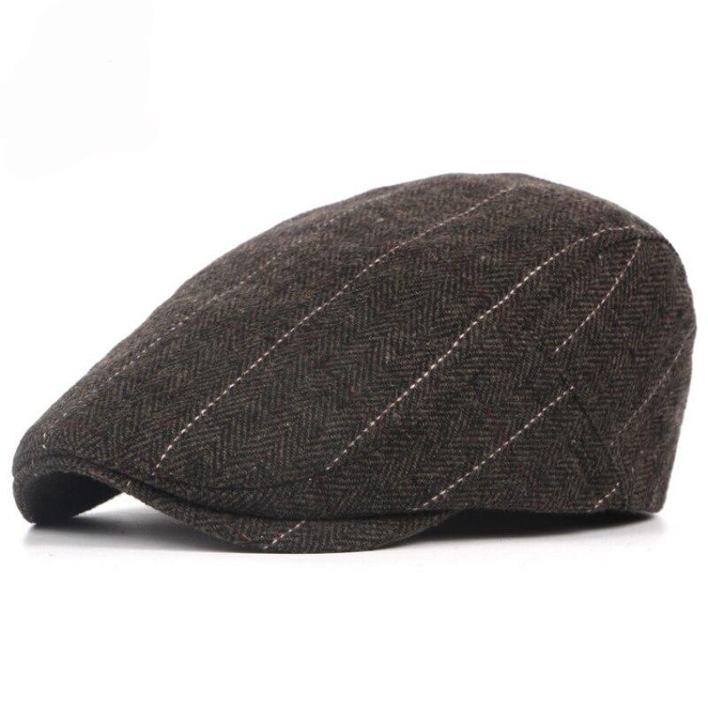 

Retro Newsboy Caps Men British Painters Hats Autumn Winter Berets Herringbone Grid with Red Line Flat Cap Hip Hop Berets коричневый