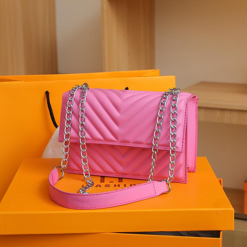 Solid Color New Trendy Fashionable and Beautiful Small Square Bag Textured Striped Women's Bag Retro Atmospheric Messenger Bag