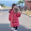 New Girls'cotton-Padded Clothes Children Thickened Keep Warm Pure Color Cute Coat