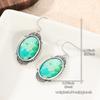 Böhmischer Stil Eingelegte Synthetische Türkis Silberbeschichtete Hängeohrringe für Damen Vintage Bankett Schmuck Accessoires Handwerk