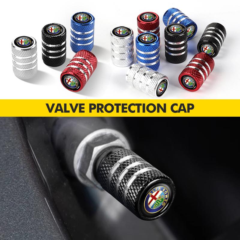 4pcs Car Wheel Tire Valve Protection Cap Dustproof Accessories For Alfa Romeo Giulia 147 Mito 156 159 166 GT Stelvio Brera wzvc44