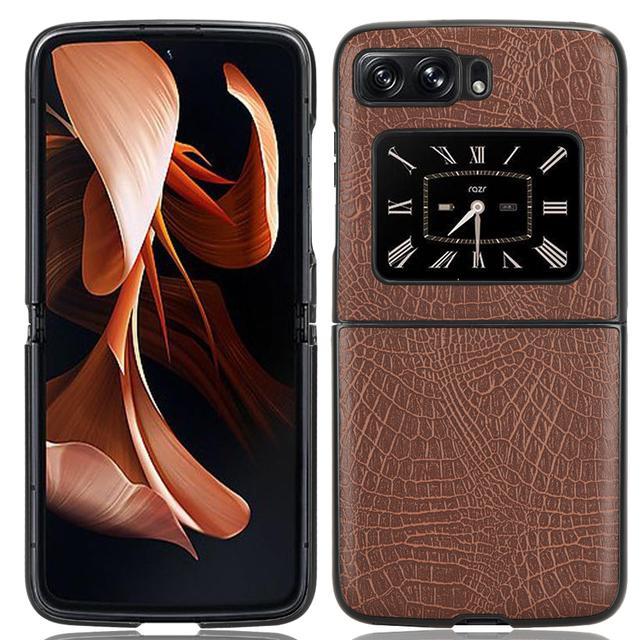 

Противоскользящий чехол для телефона из крокодиловой кожи для Motorola Moto Razr 2022 5 г, тонкий модный чехол для Moto Razr3 Razr 3, чехлы for MOTO RAZR 2022 коричневый
