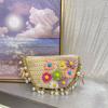 Spring and Summer Seaside Beach Vacation Straw Bag Niche Hand-woven Flower Pearl Shoulder Messenger Bag