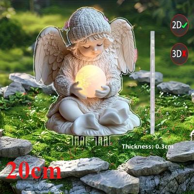 Angel, 2D Flat, Acrylic Garden Plugs, Suitable for Outdoor Lawn, Terrace, Flower Pot Decoration, Gifts, Parties, Christmas, Halloween
