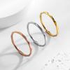 1mm Thin V Shape Titanium Steel Ring For Women Rose Gold Rhombus Fashion Simple Band Knuckle Ring