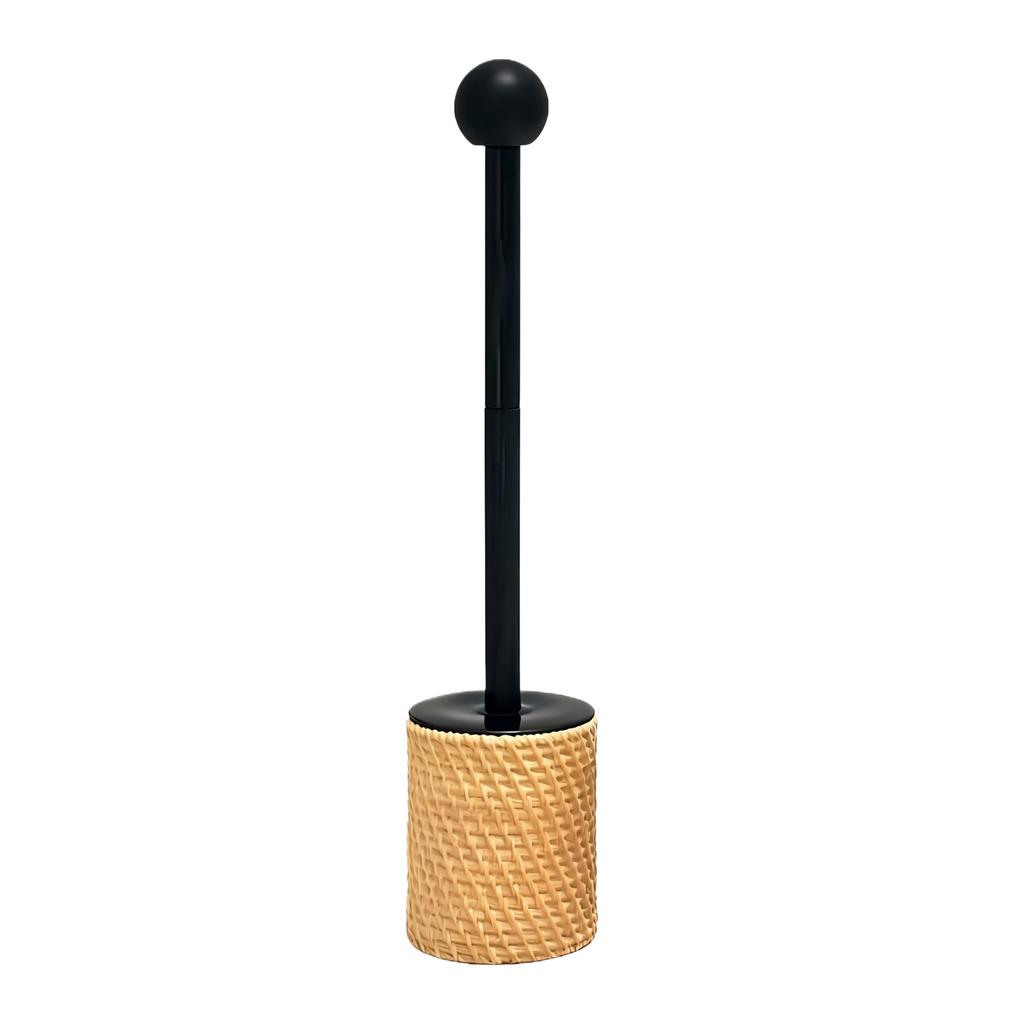 Creative Faux Rattan Toilet Brush Set with Holder Modern Home Decor Bathroom Cleaning Accessory for Contemporary Spaces