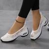 Ladies' Shallow Lace Mesh Shoes, Solid Color Versatile, Soft Sole Cushioning and Comfortable All Season Shoes, Suitable for Daily Travel and Walking