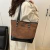 Large capacity commuter simple tote bag  autumn new fashion diamond handbag retro splicing shoulder bag