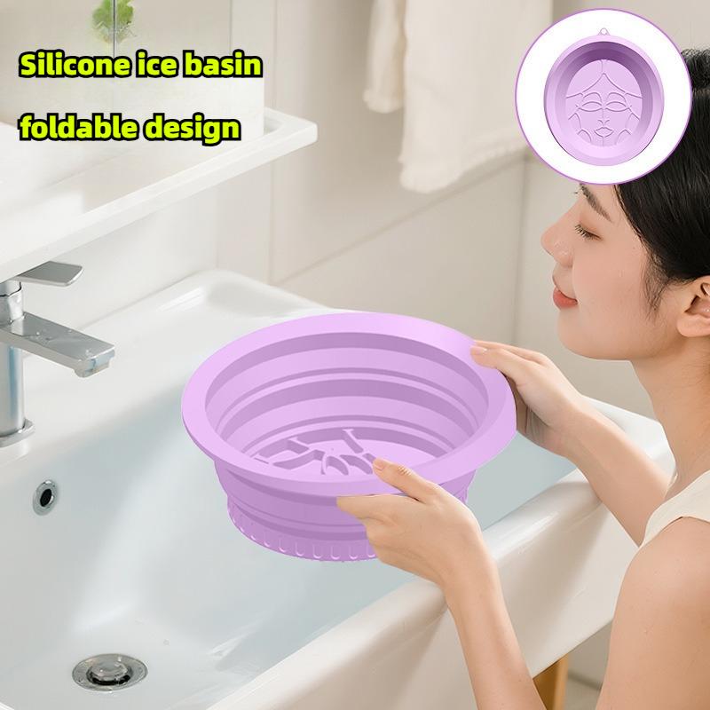 1PC Collapsible Silicone Face Ice Bath Tray Cold Therapy For Facial Puffiness Portable Cryo Skin Travel Beauty Bowl Facial Tools